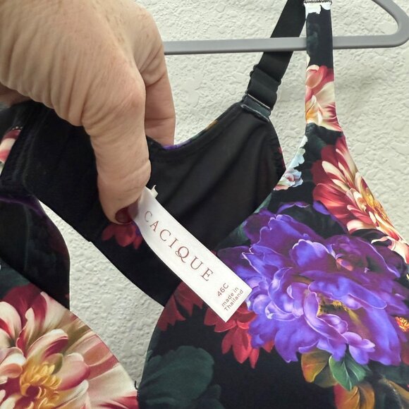 Cacique Floral Lighty Lined No Wire Adjustable Strap Bra Womens size 46C - Picture 3 of 6